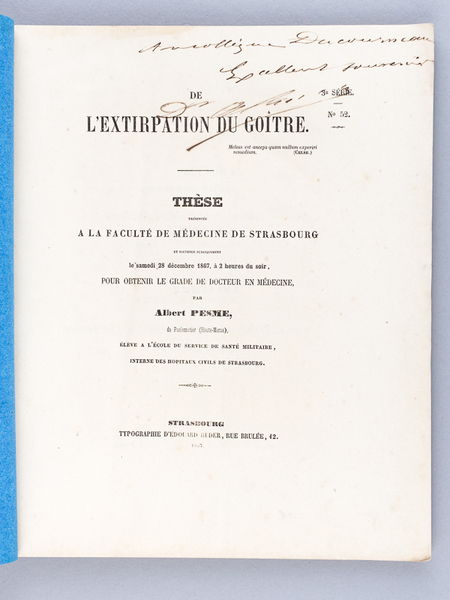 De l'Extirpation du Goître. Thèse présentée à la Faculté de …