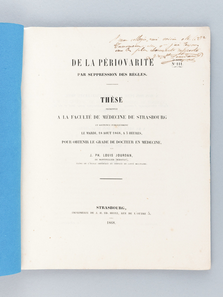 De la périovarite par suppression des règles [ Edition originale …