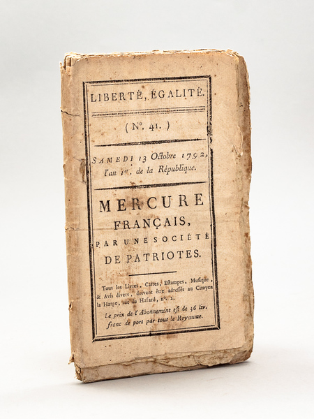 Mercure Français. Numéro 41 du Samedi 13 octobre 1792 [Avec …