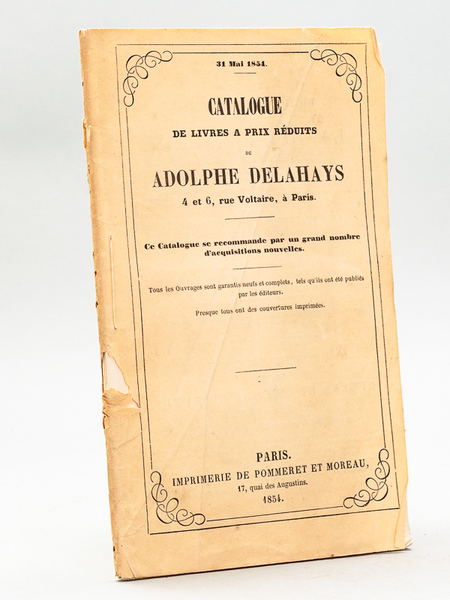 31 Mai 1854 Catalogue de Livres à prix Réduits de …