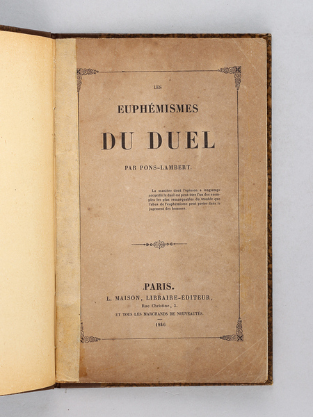 Les Euphémismes du Duel [ Edition originale ]