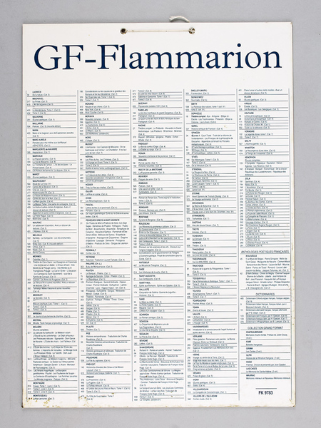 Catalogue de librairie de la collection GF-Flammarion [ vers 1989 …