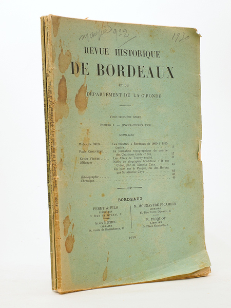 Revue historique de Bordeaux et du Département de la Gironde, …
