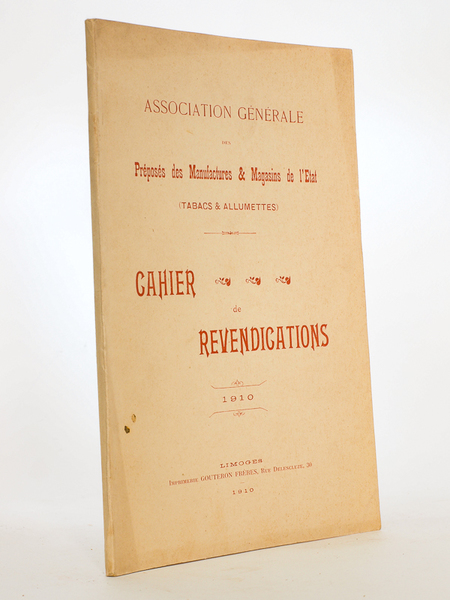 Cahier de revendications , 1910 (Association générale des Préposés des …
