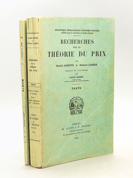 Recherches sur la Théorie du Prix (2 Tomes - Complet) …