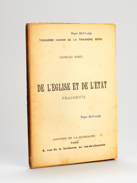 De l'Eglise et de l'Etat. Fragments [ Edition originale ]