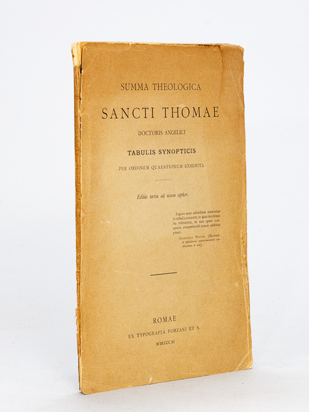 Summa Theologica Sancti Thomae Doctoris Tabulis Synopticis per ordinem quaestionum …