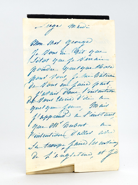Lettre autographe signée : "Liège, Mardi. Mon Cher George, Je …