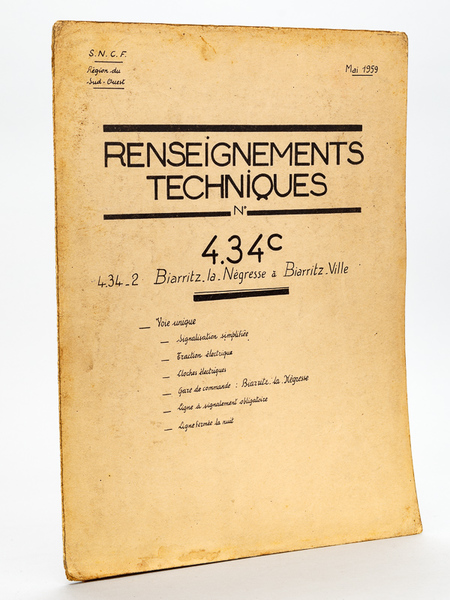 Renseignements techniques N° 4.34 C 4.34 2 Biarritz la Négresse …