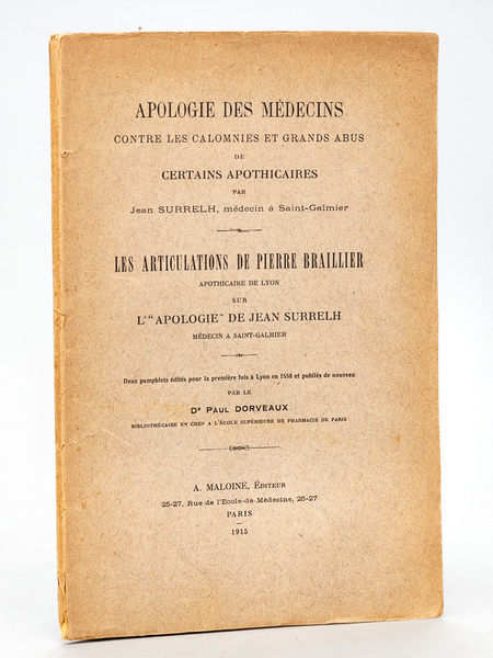 Apologie des Médecins contre les Calomnies et Grands Abus de …