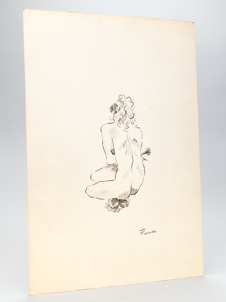 Encre et aquarelle originale : Nu féminin de dos