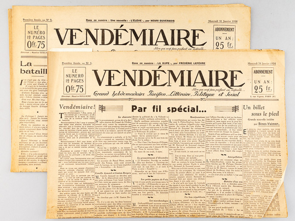 Vendémiaire. Grand hebdomadaire Parisien, Littéraire, Politique et Social. Première Année. …