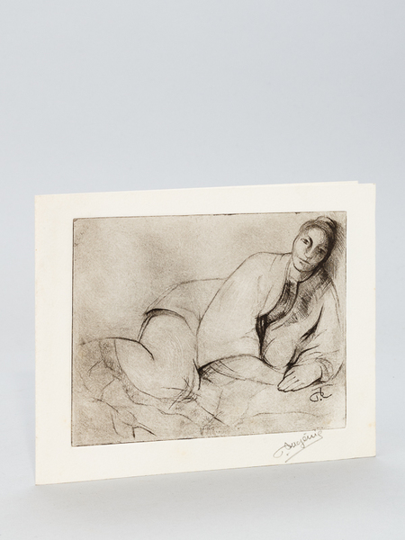 Femme allongée. Eau-forte signée