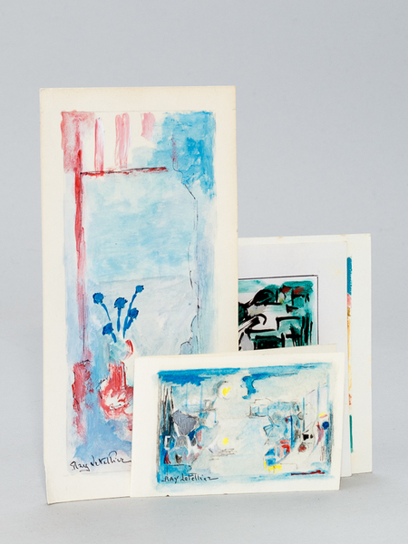 4 cartes de voeux avec oeuvre originale à l'acrylique : …