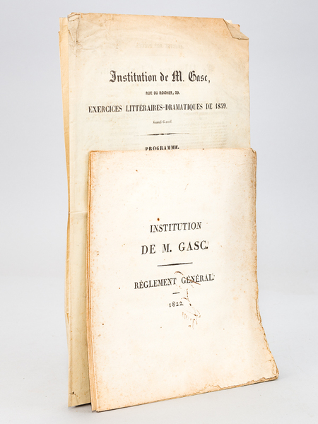 Institution de M. Gasc. Règlement général 1822 [ On joint …