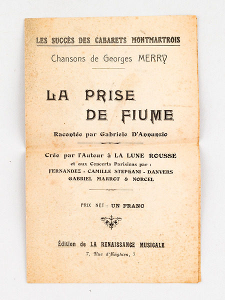 [ Prospectus original ] La Prise de Fiume racontée par …