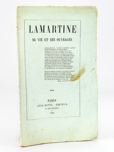 Lamartine, sa vie et ses ouvrages [ Edition originale ]