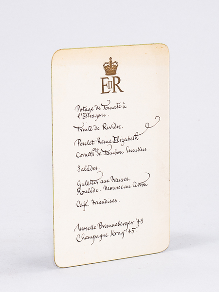 The "Coronation Luncheon Menu", 2 June 1953, with Queen Elizabeth …
