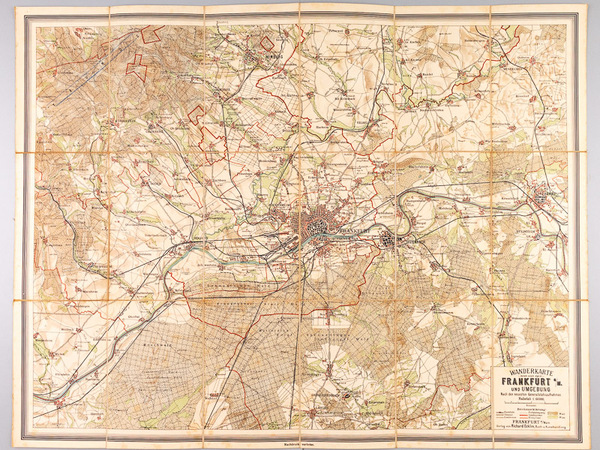Wanderkarte von Frankfurt a/M. und Umgebung. Nach den neuesten Generalstabsaufnahmen. …