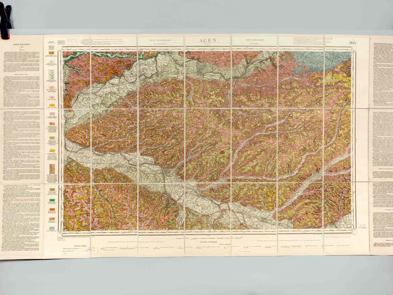 Agen. Carte topographique de l'Etat-Major. Carte géologique détaillée