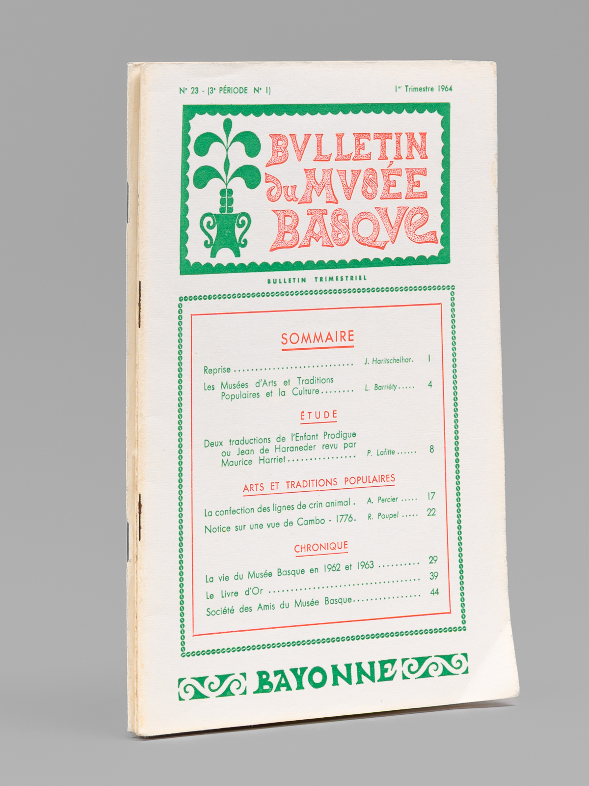 Bulletin du Musée Basque (Année 1964 complète : 1er trimestre, …