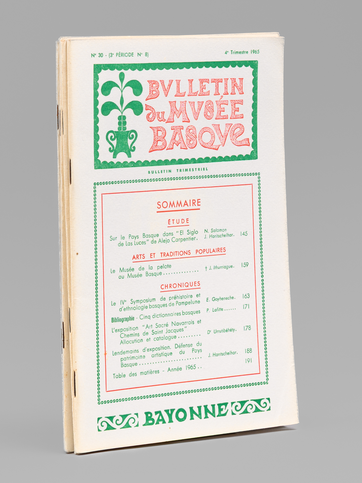 Bulletin du Musée Basque (Année 1965 complète : 1er trimestre, …