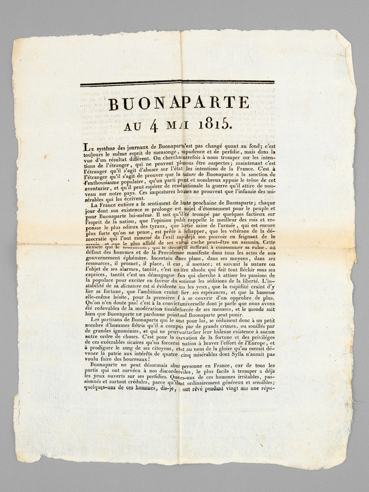 Buonaparte au 4 mai 1815. "Le système des journaux de …