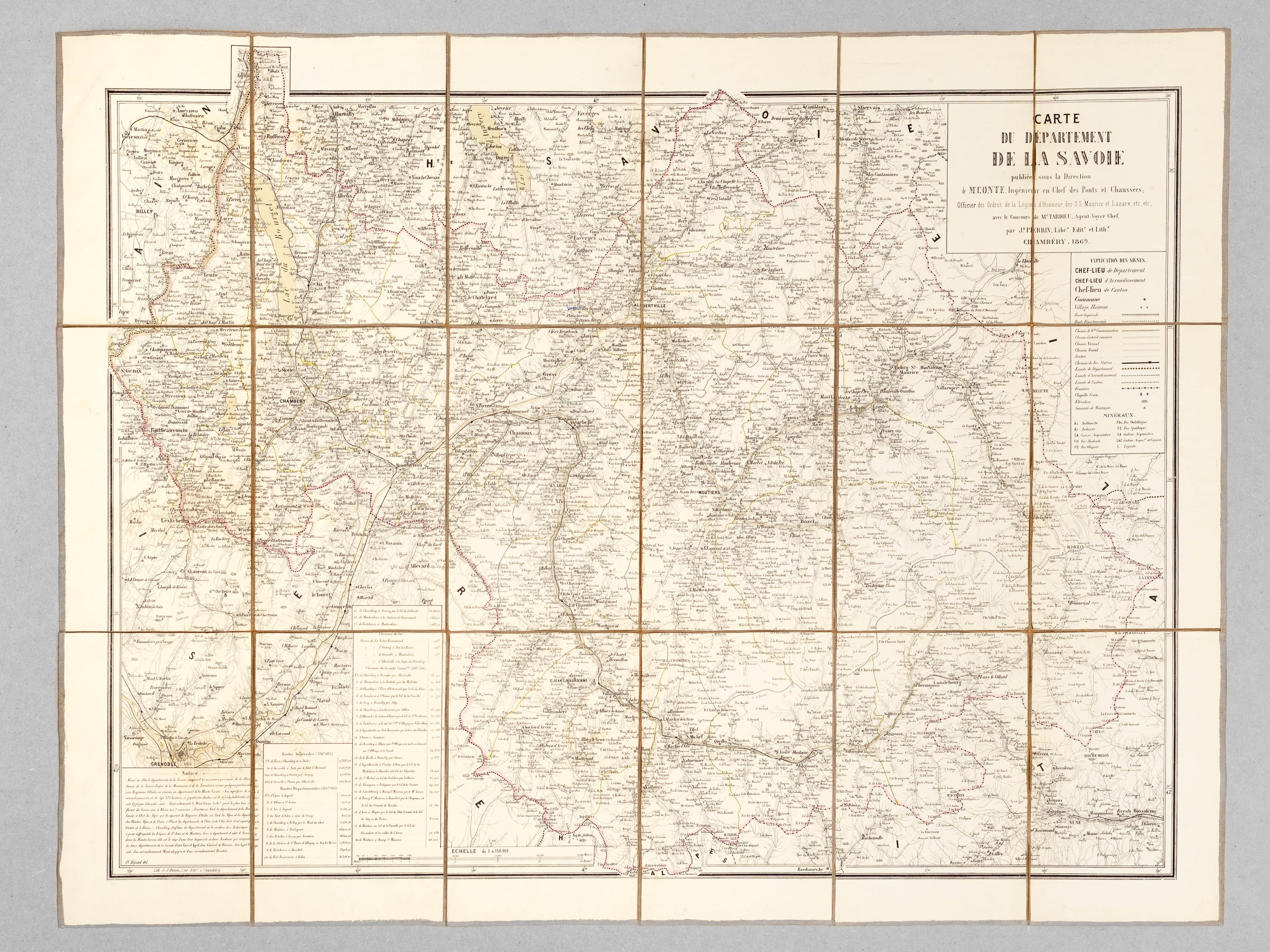 Carte du Département de la Savoie. 1869 [ Echelle 1/150.000 …