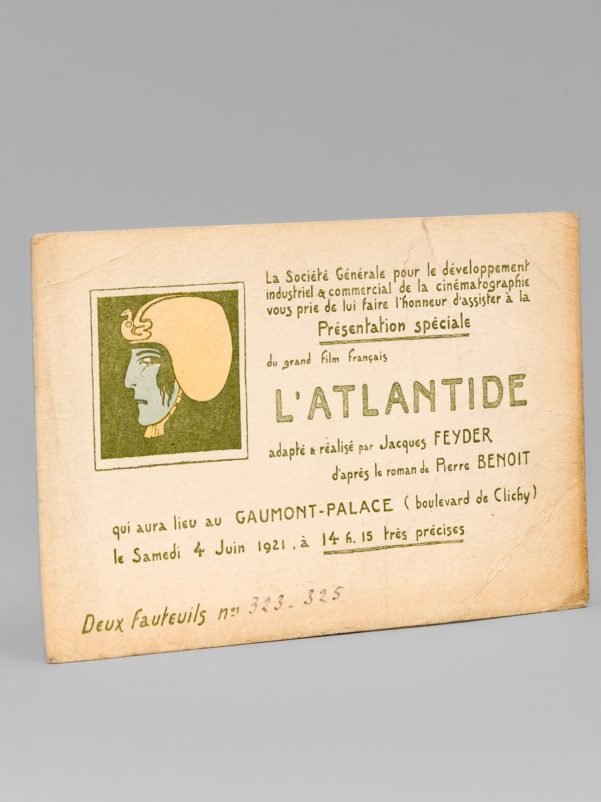 [ Carton d'invitation pour l'avant-première mondiale du film l'Atlantide ] …