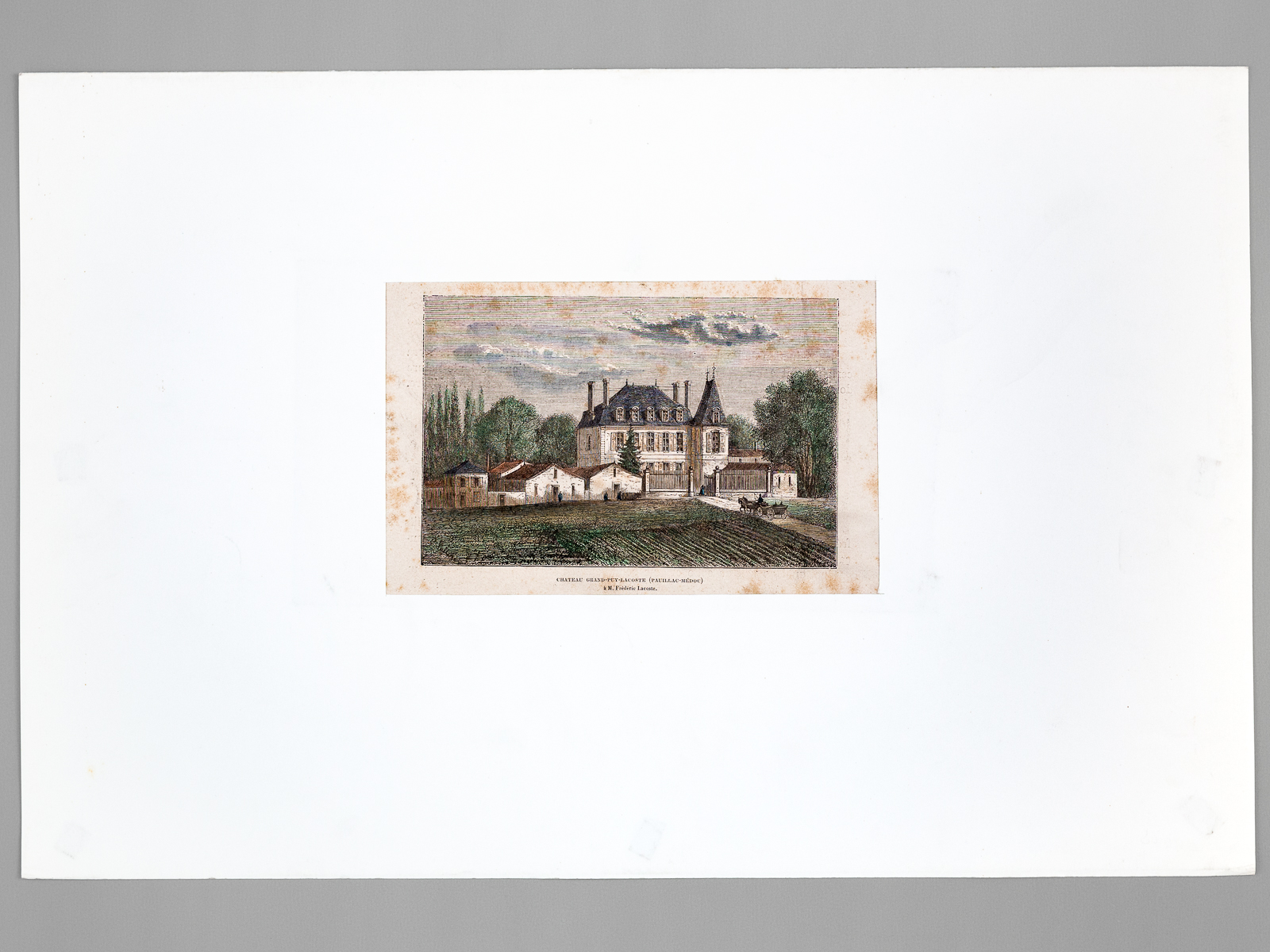 Château Grand-Puy-Lacoste (Pauillac-Médoc) à M. Frédéric Lacoste [ Gravure originale …