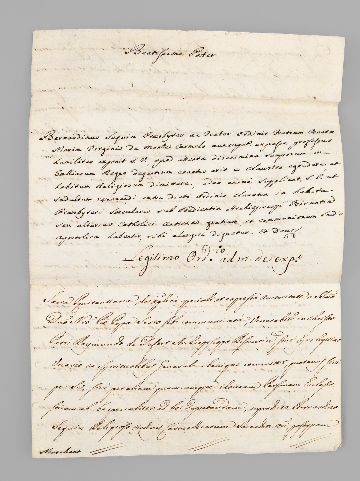 [ Indult d'exclaustration daté du 17 février 1791, pour un …