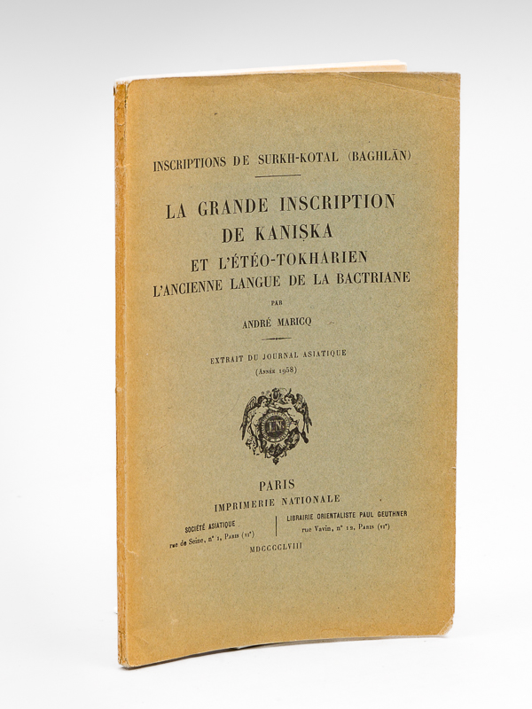 La grande inscription de Kaniska et l'étéo-tokharien. L'ancienne langue de …