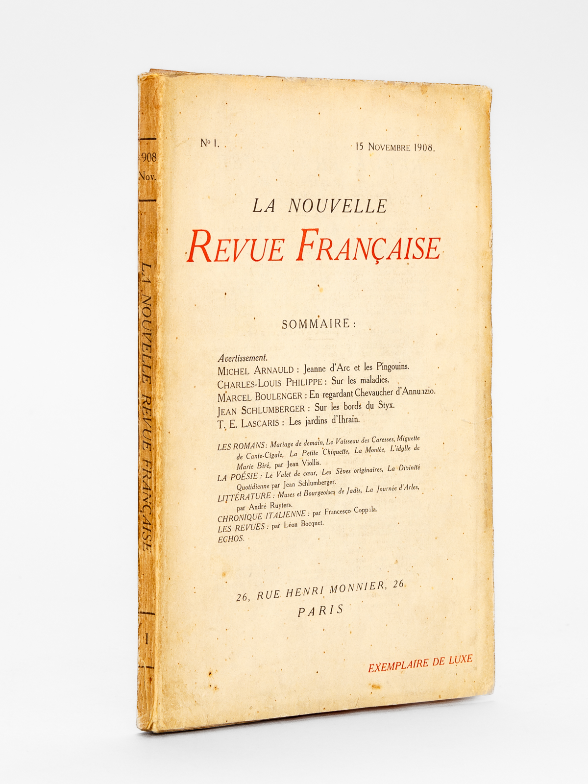 La Nouvelle Revue Française. N°1 - 15 Novembre 1908 [ …