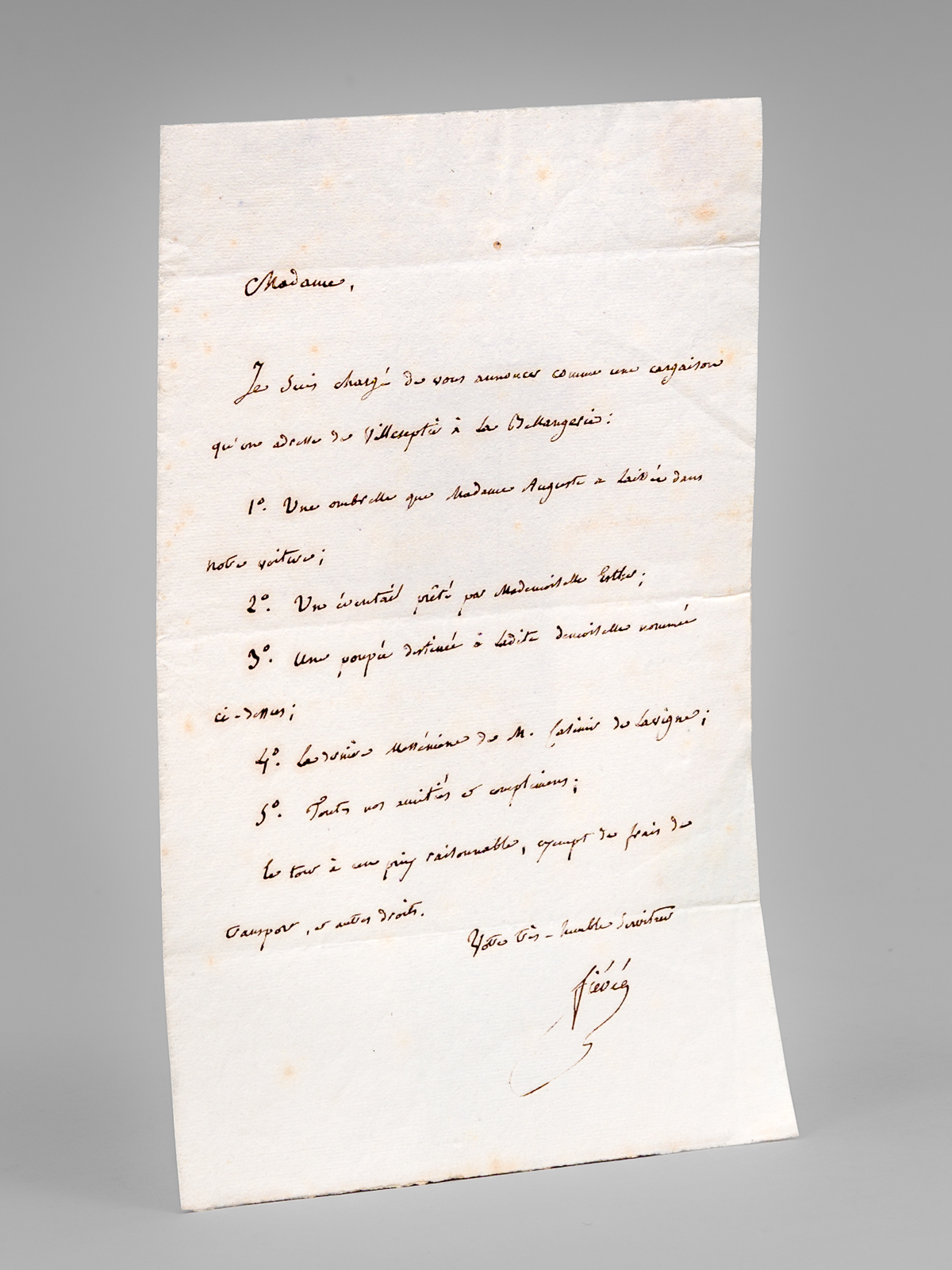 [ Lettre autographe signée ] 1 L.A.S. adressée à Madame …