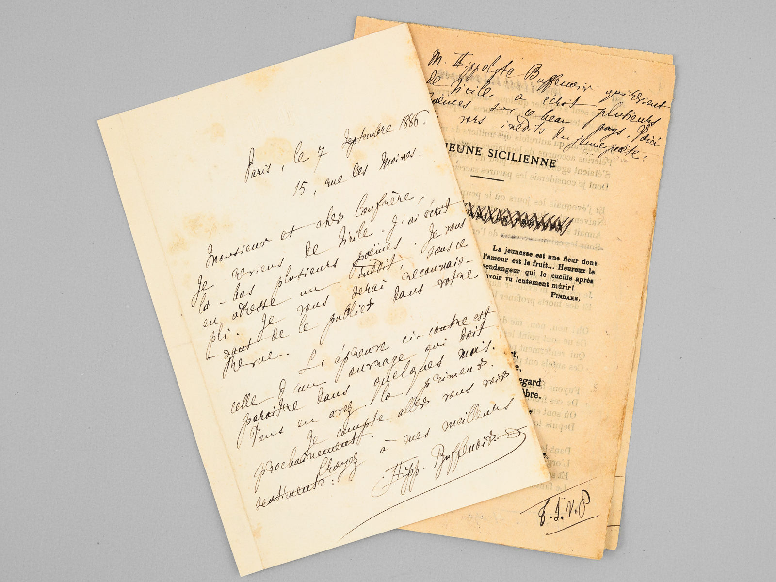 [ Lettre autographe signée accompagnée des épreuves corrigées et signée …