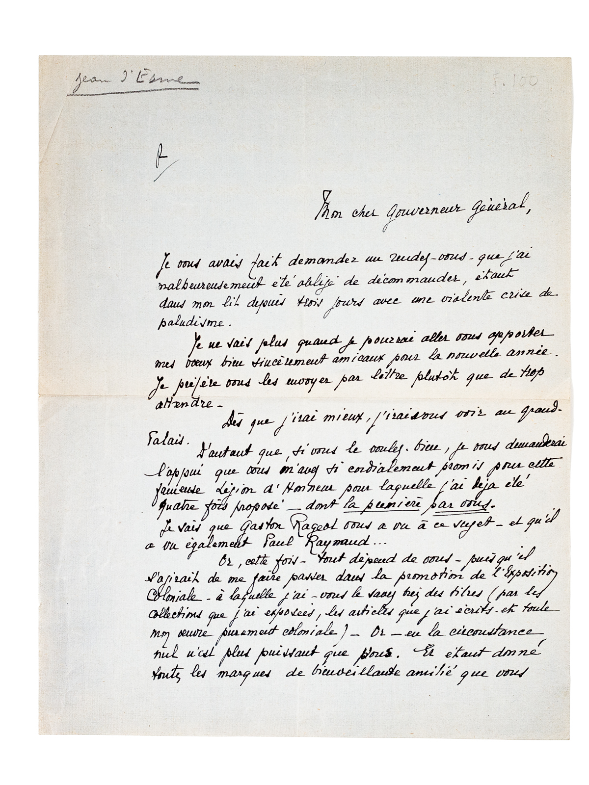 Lettre autographe signée datée du14 janvier 1932, adressée au « …