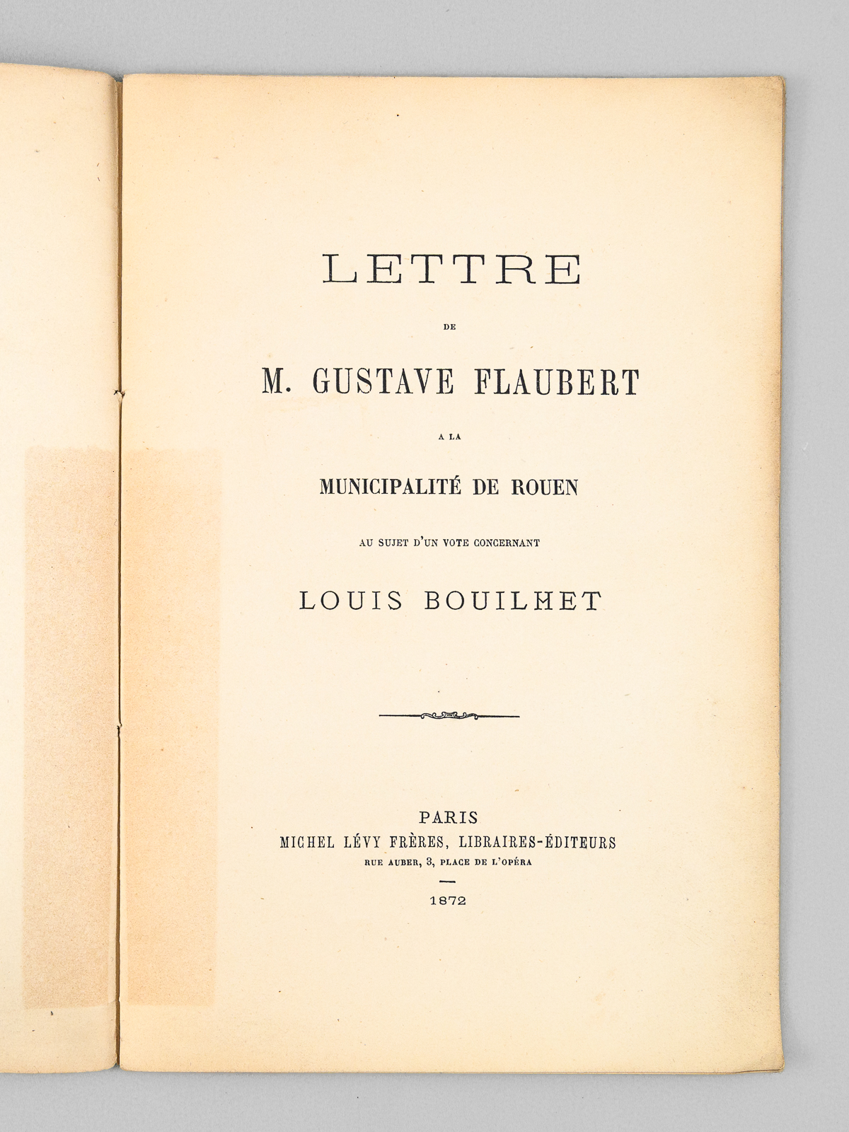 Lettre de M. Gustave Flaubert à la Municipalité de Rouen …