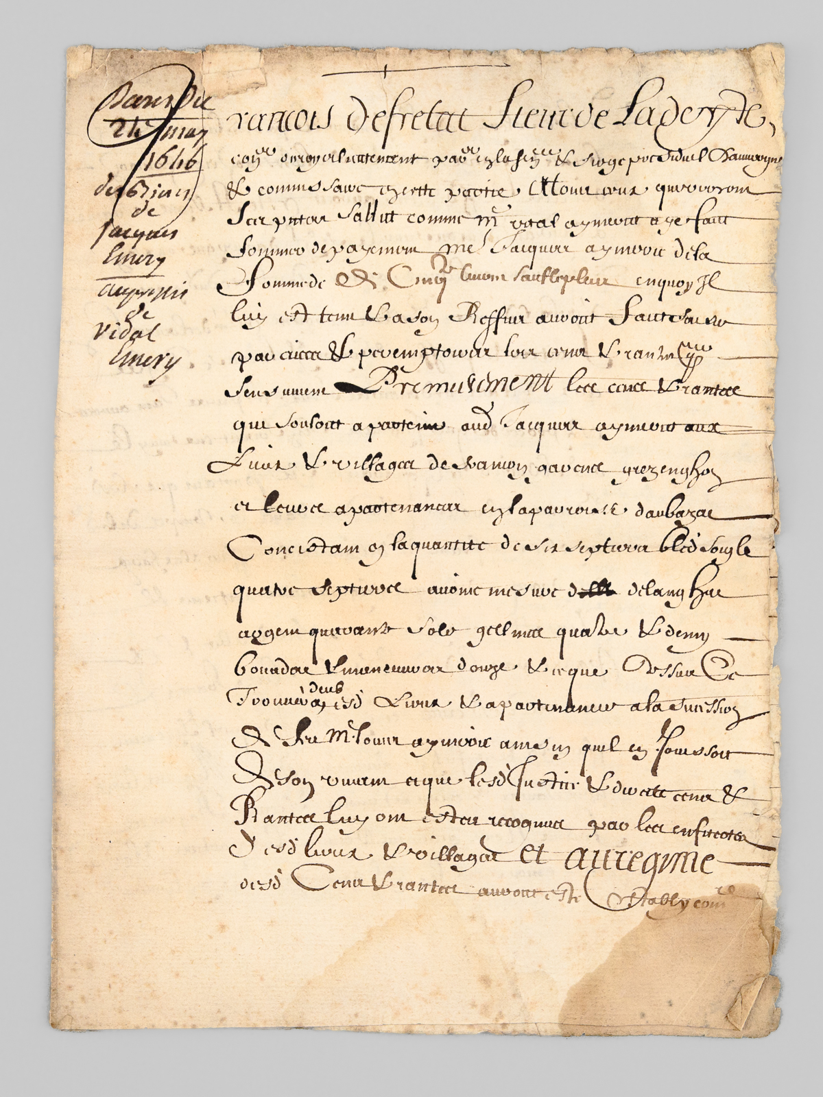 [ Manuscrit - Acte d'adjudication daté de Riom le 24 …