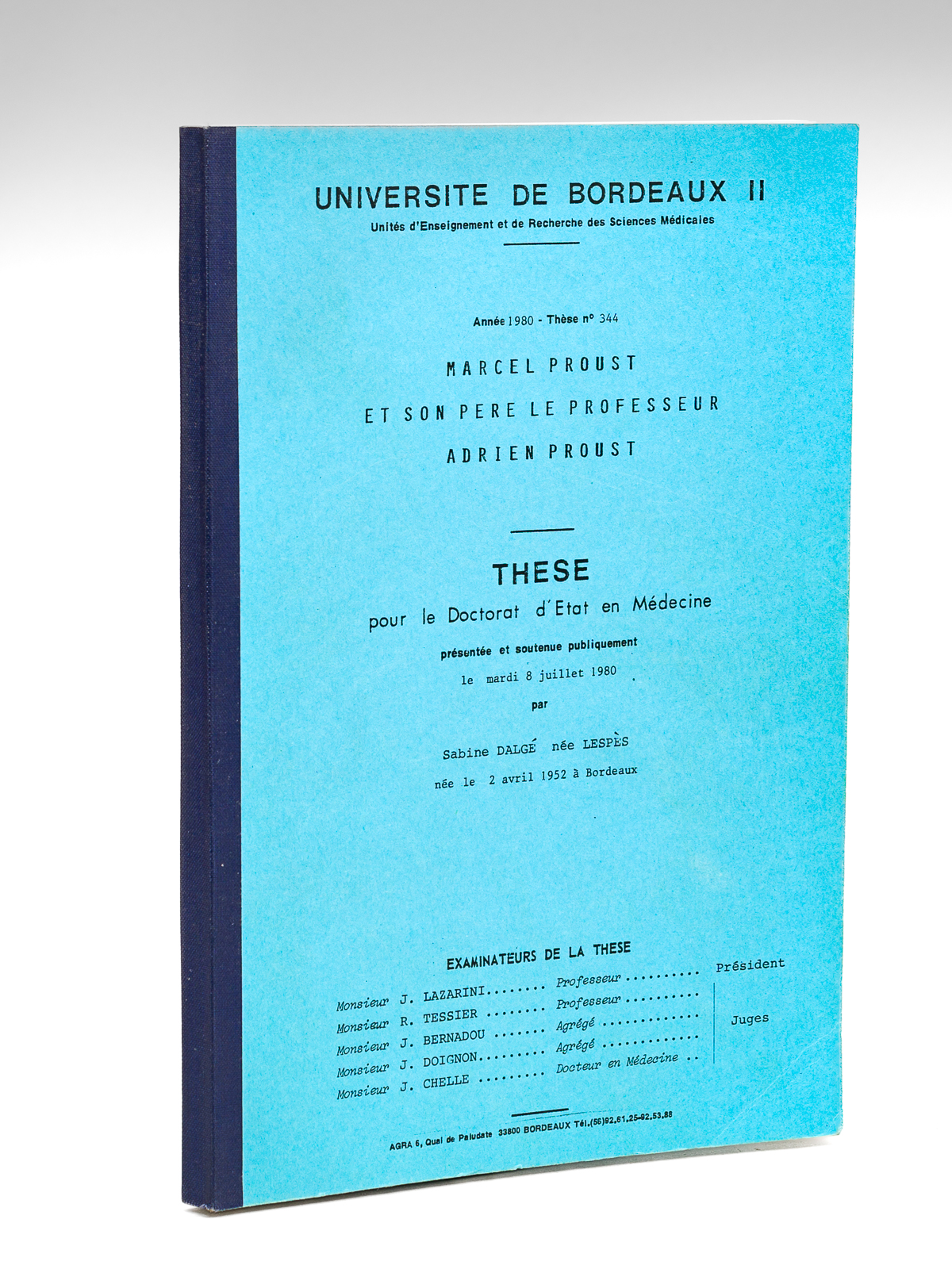 Marcel Proust et son père le Professeur Adrien Proust. Thèse …