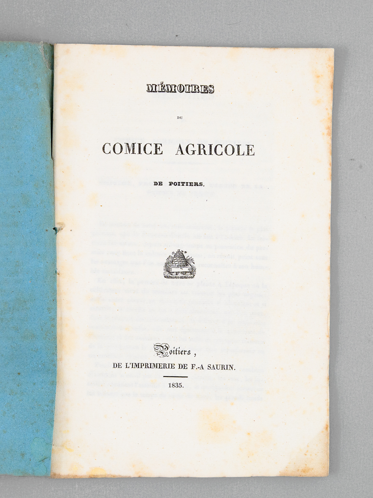 Mémoires du Comice Agricole de Poitiers : Origine, propagation et …