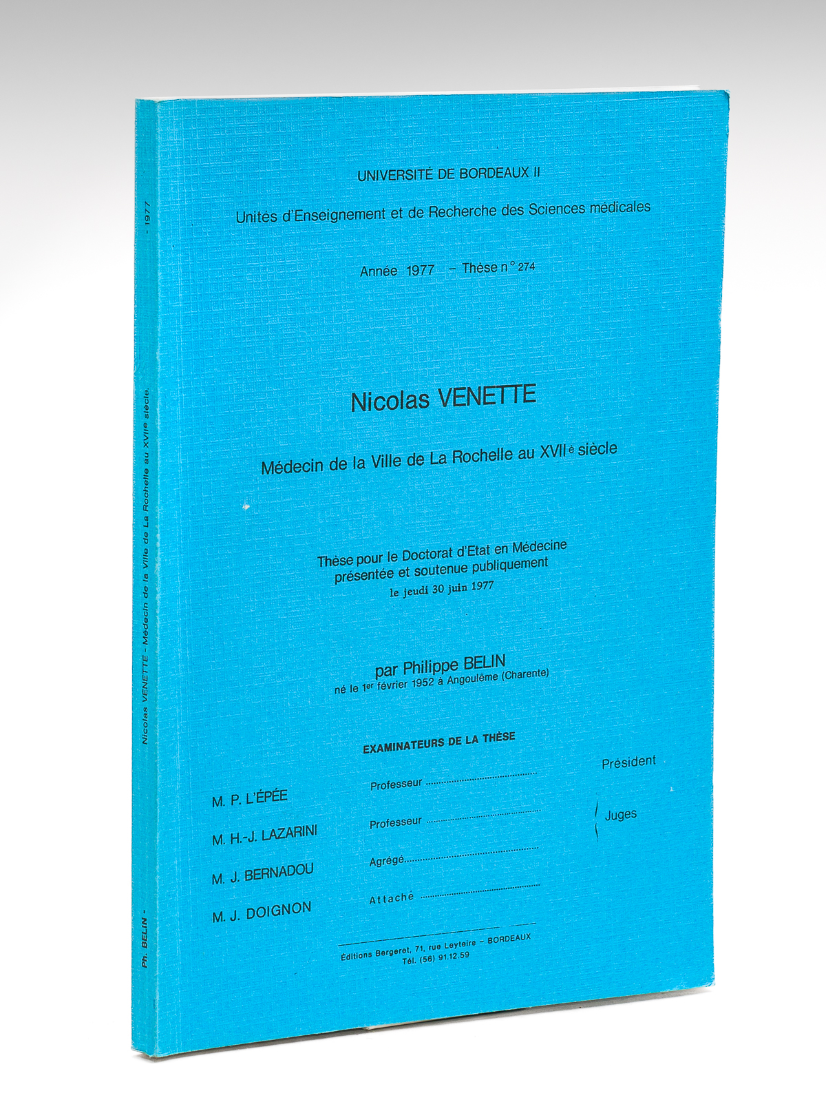 Nicolas Venette, médecin de la Ville de La Rochelle au …