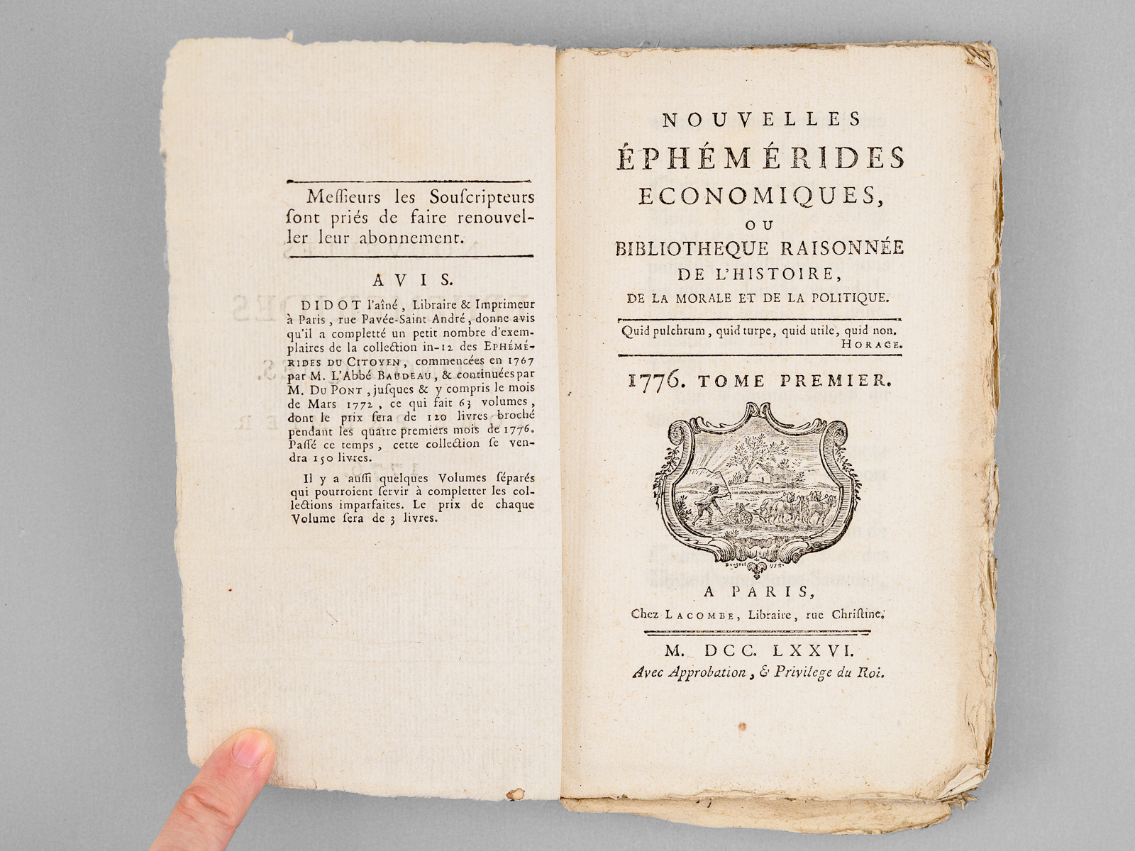 Nouvelles Éphémérides Économiques, ou Bibliothèque raisonnée de l'histoire, de la …