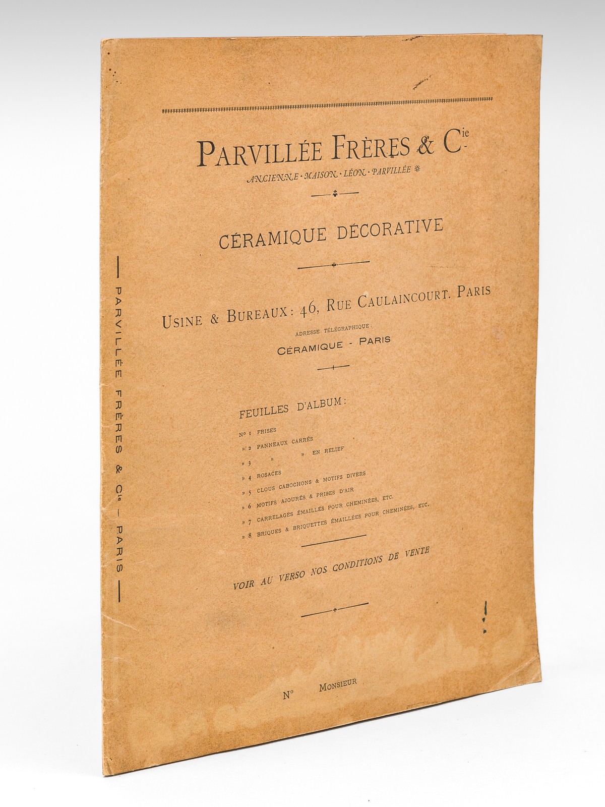Parvillée Frères & Cie. Céramique décorative. Usine & Bureaux : …