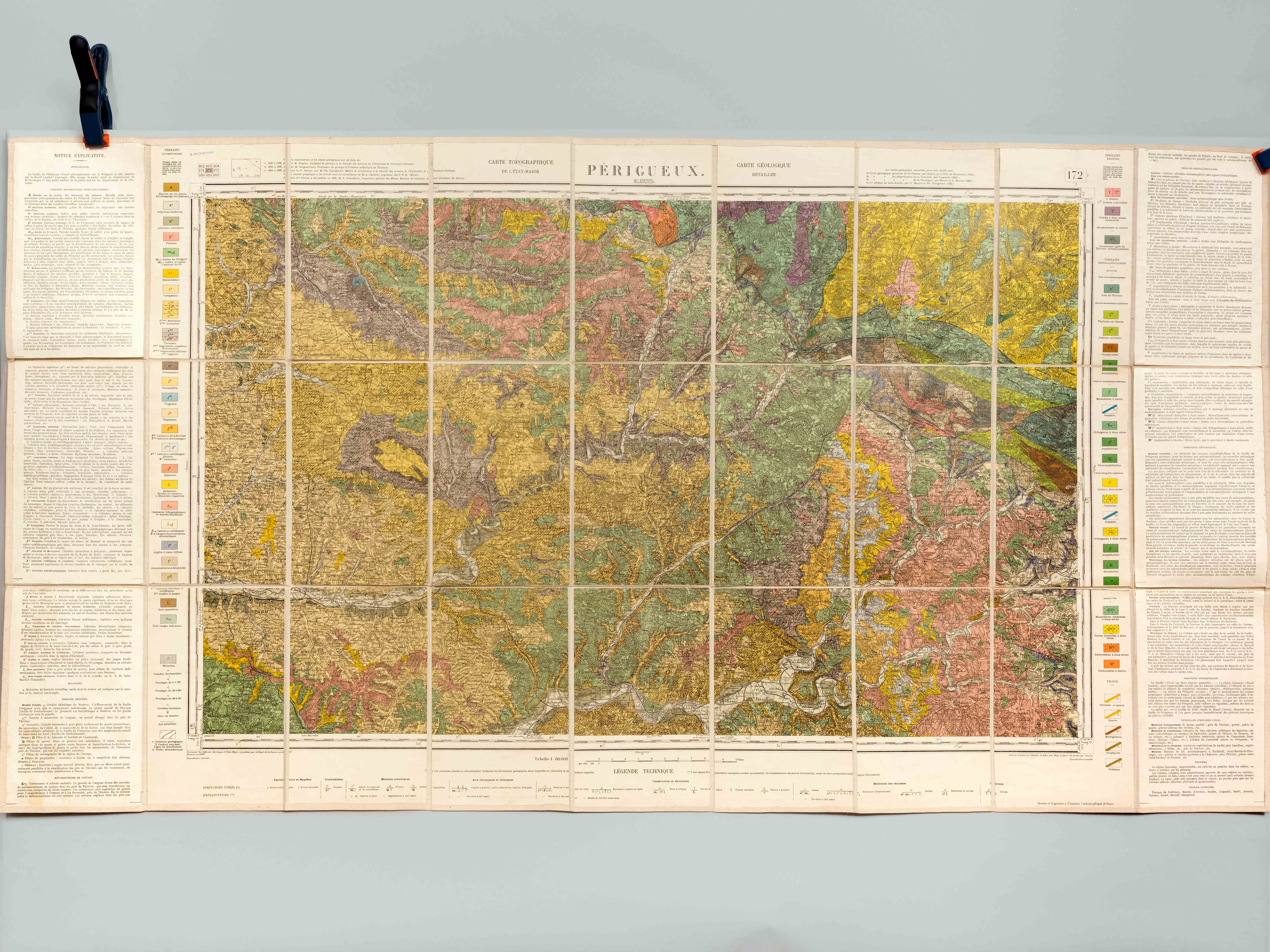 Périgueux. Carte topographique de l'Etat-Major. Carte géologique détaillée
