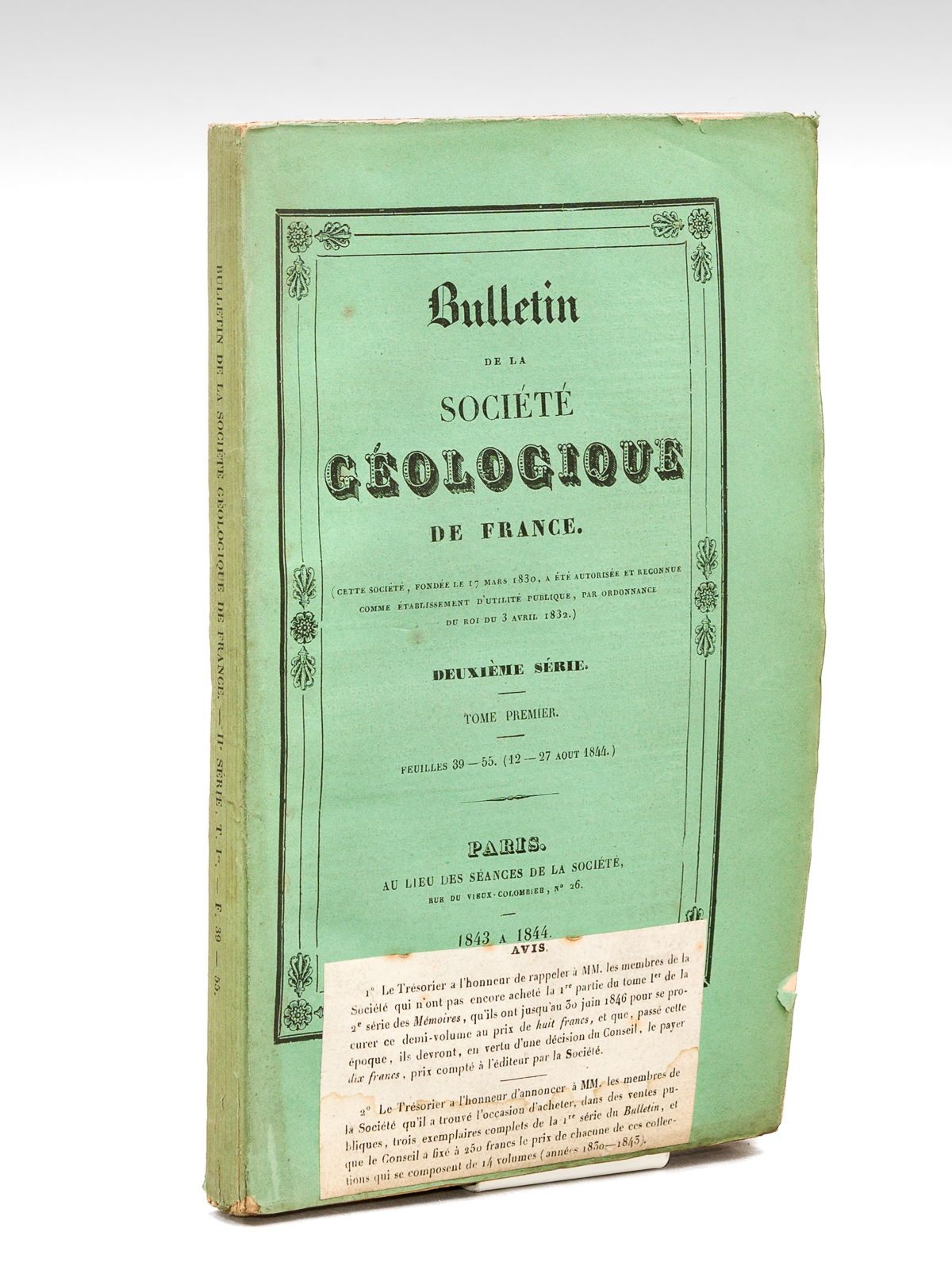 Réunion Extraordinaire à Chambéry, du 12 au 27 août 1844. …