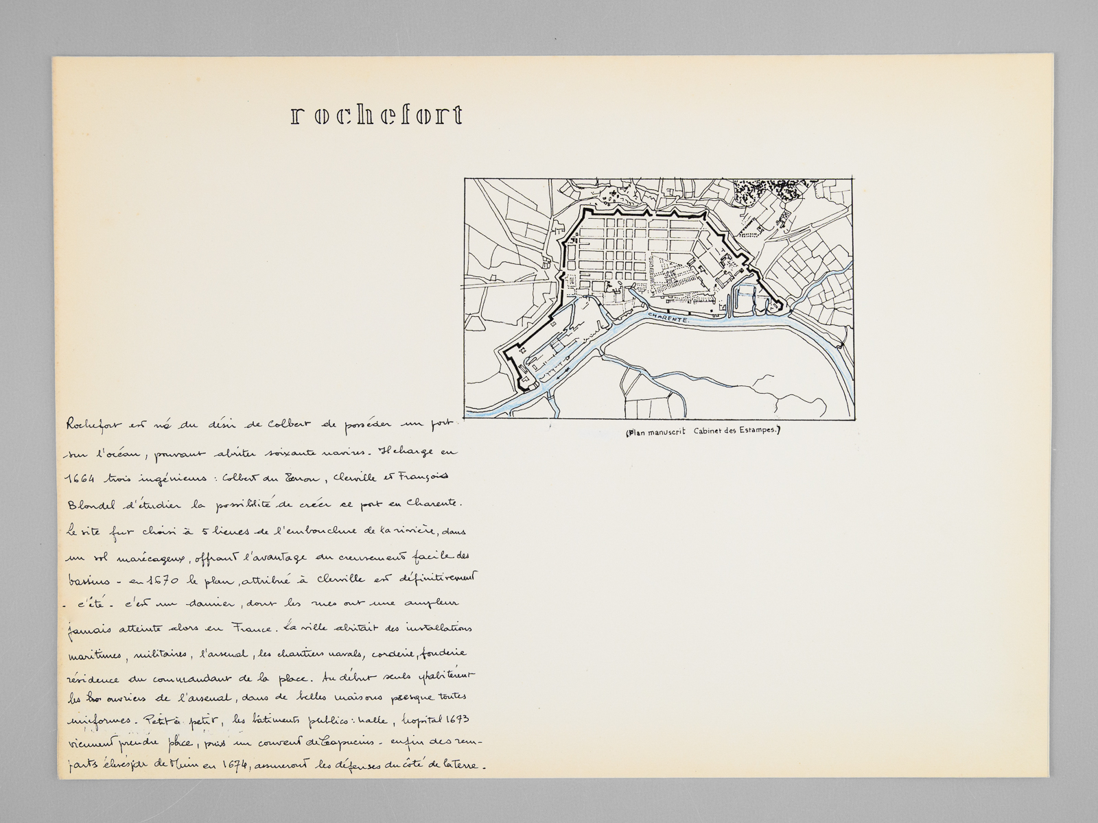 Une ville créée au XVIIe : Rochefort [Dossier manuscrit d'un …