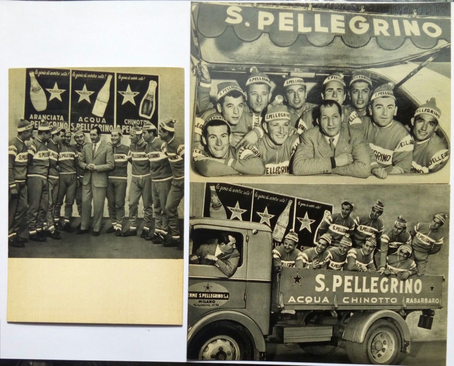 3 cartoline Ciclismo San Pellegrino Bartali 1958