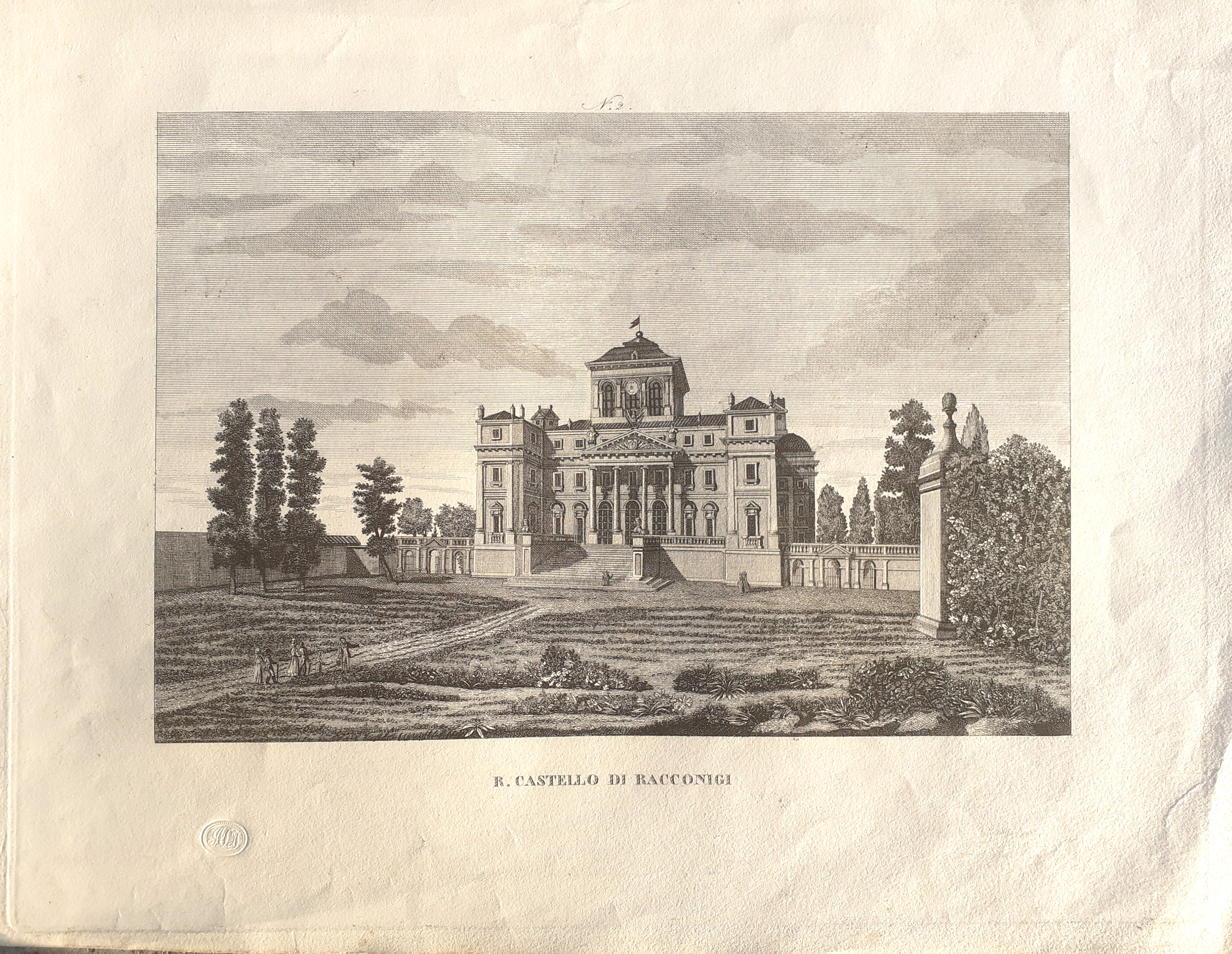 Acquaforte R. Castello di Racconigi incisore Nicolò Cellai