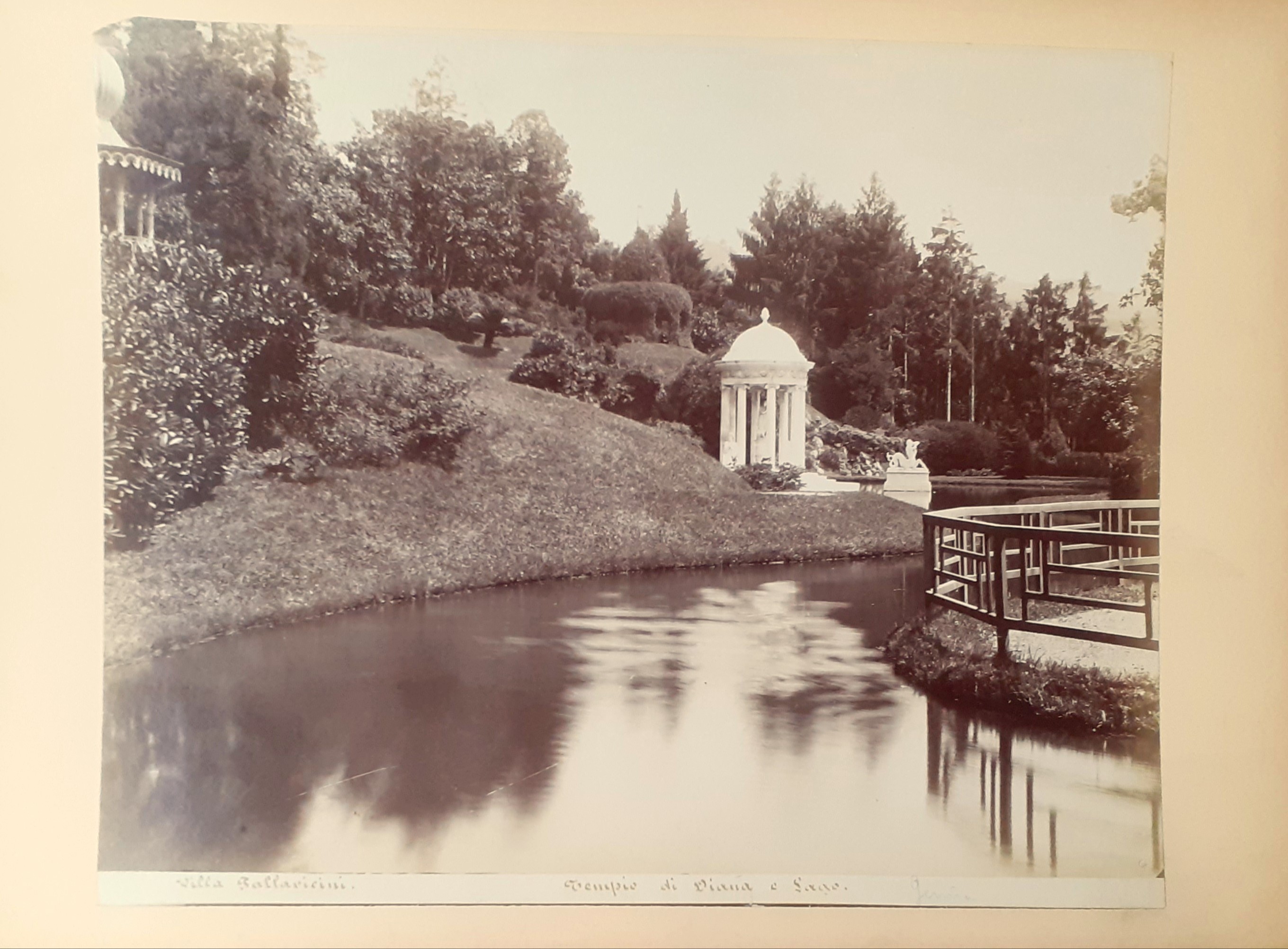 Albumina originale Villa Pallavicini Tempio di Diana e Lago Genova …