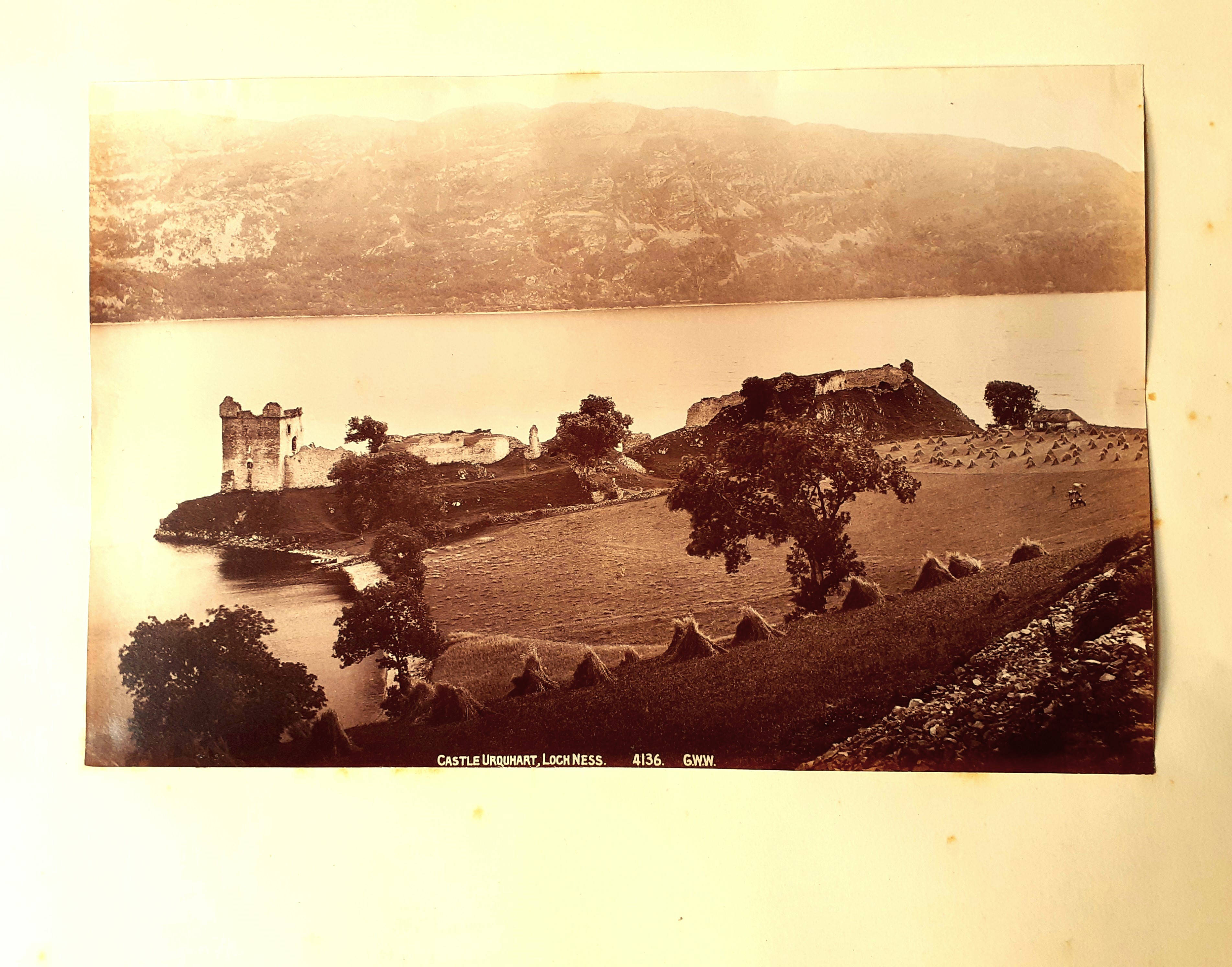 Albumina storica originale Castle Urquhart, Loch Ness.photo G.W.W. 1885 ca